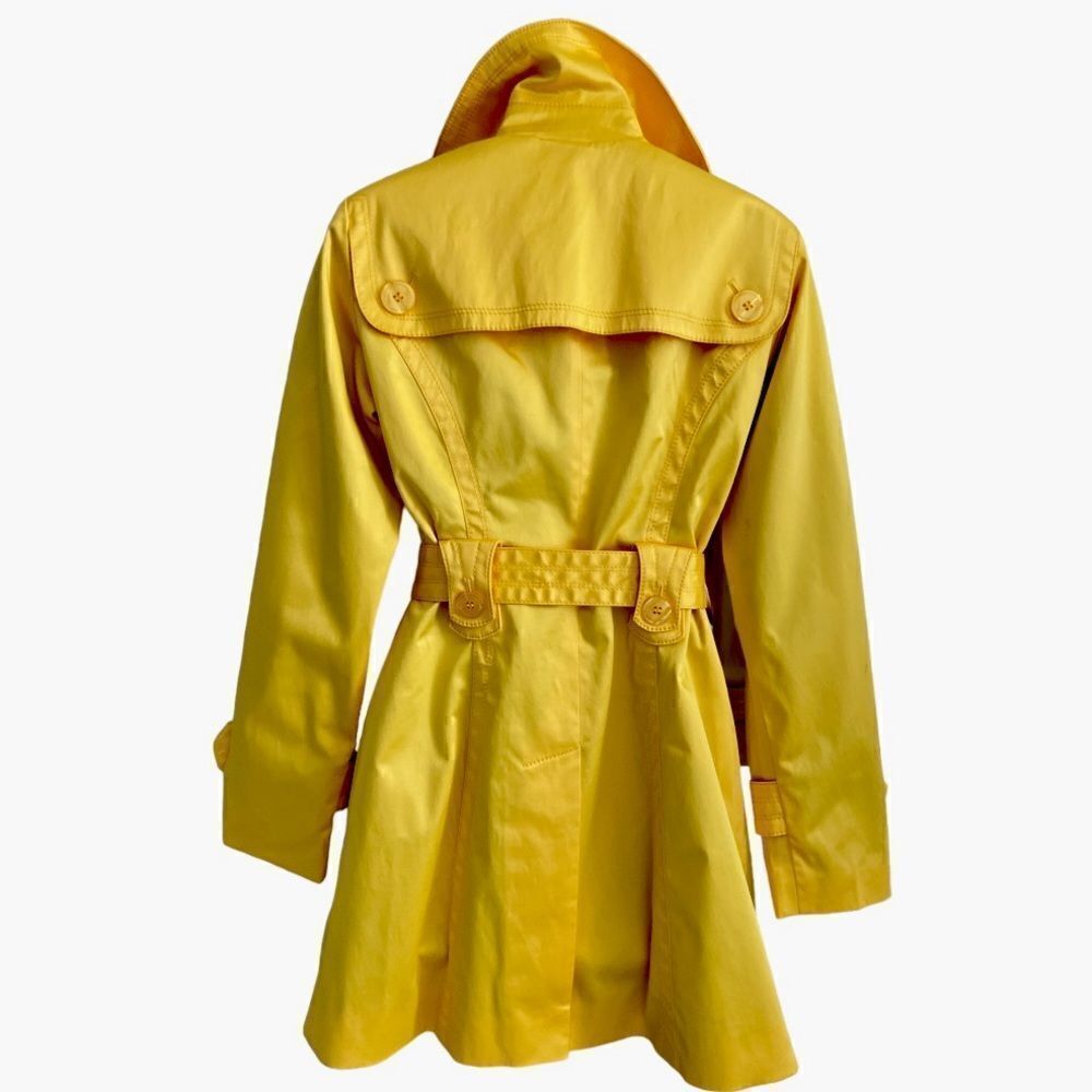 JESSICA SIMPSON Chic Shiny Yellow Color Trench Coat Size S. - Picture 6 of 9